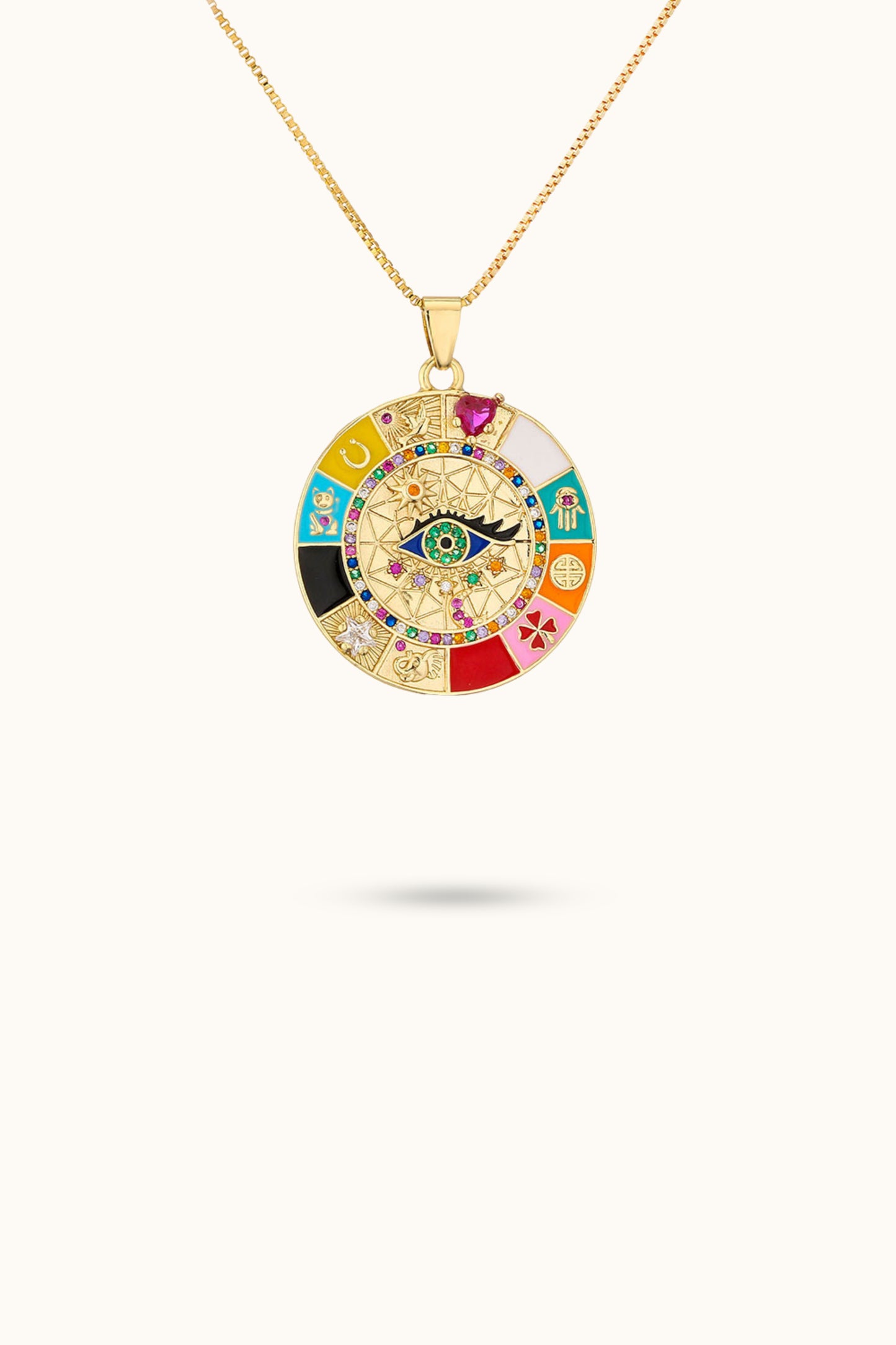 Round Disc All-Seeing Eye Pendant Necklace