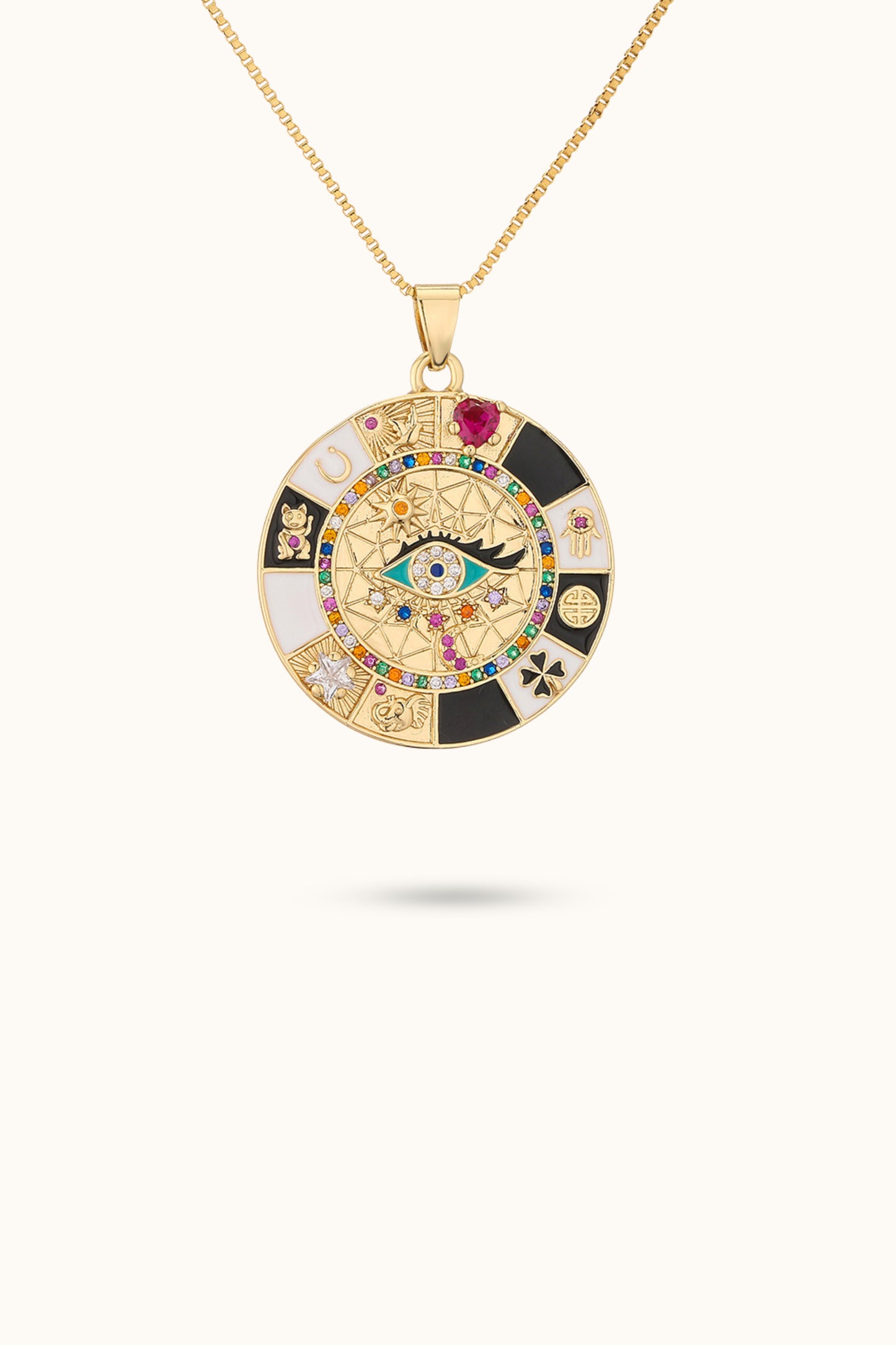 Round Disc All-Seeing Eye Pendant Necklace