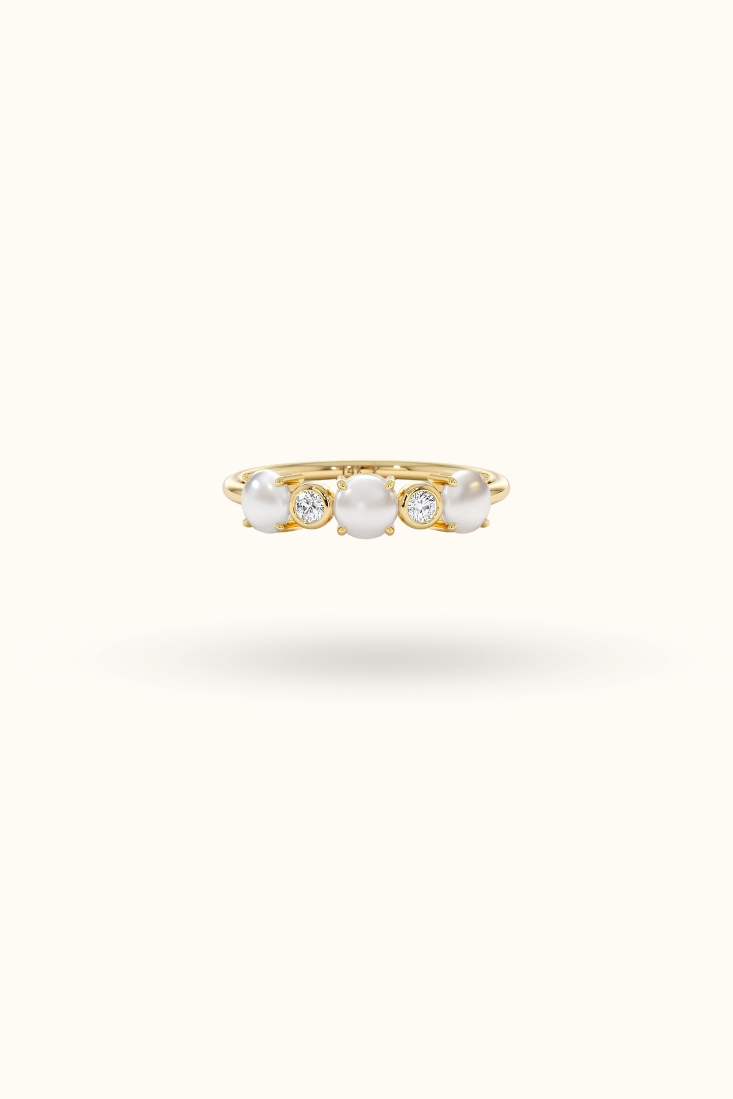 Round Pearl Diamond Ring