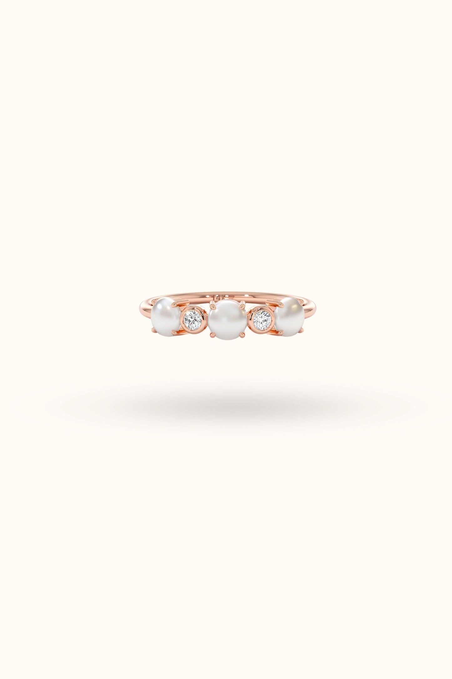 Round Pearl Diamond Ring