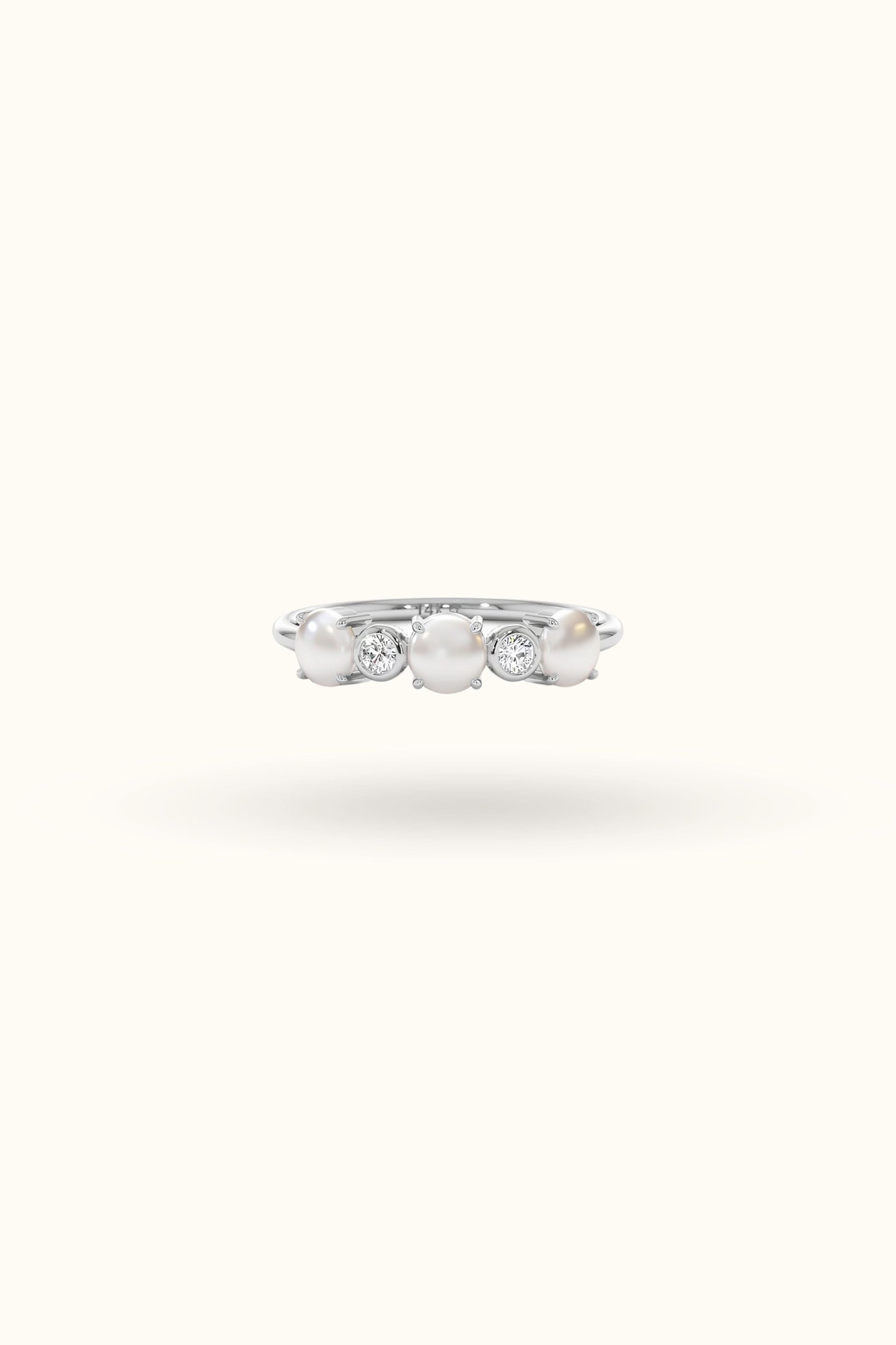 Round Pearl Diamond Ring
