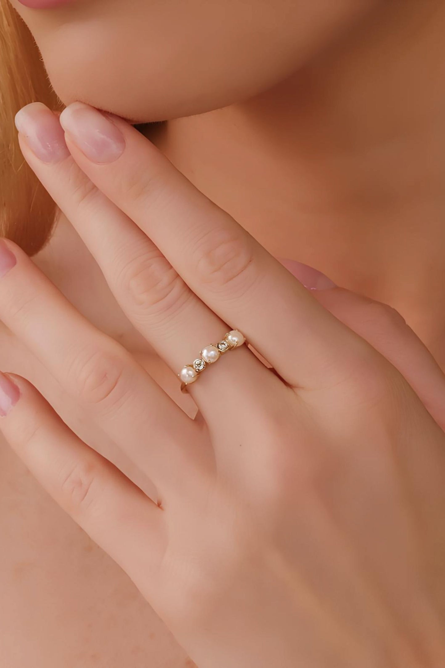 Round Pearl Diamond Ring