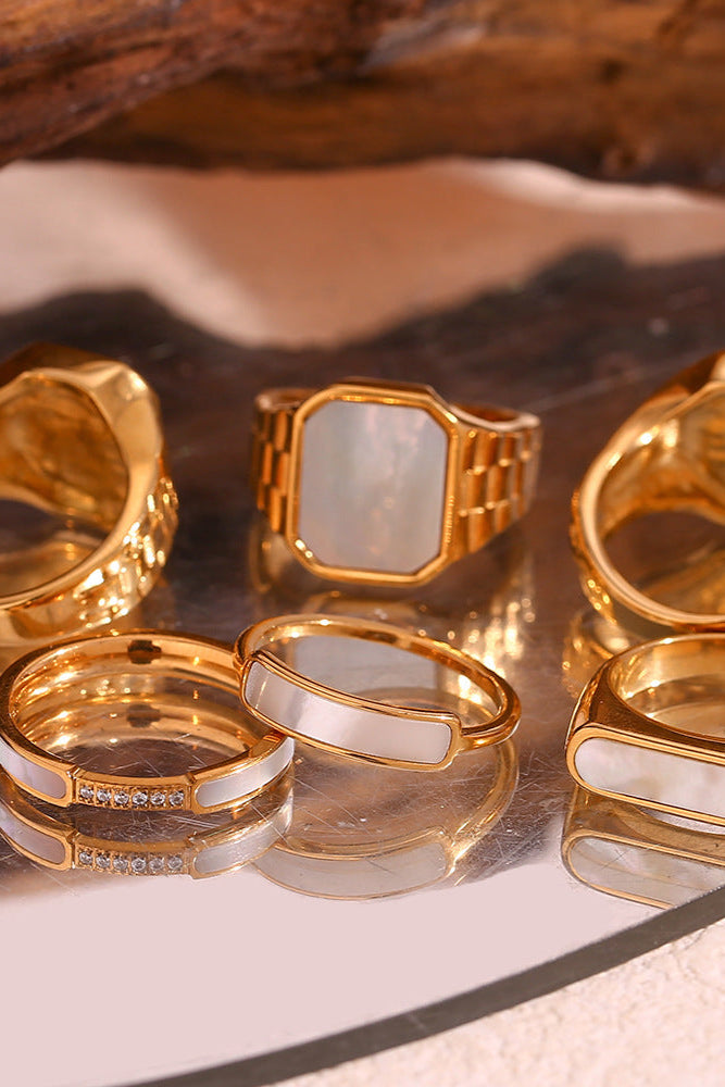 Long Ring White Mother-Of-Pearl Ring