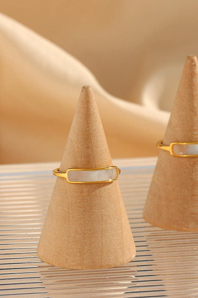 Long Ring White Mother-Of-Pearl Ring