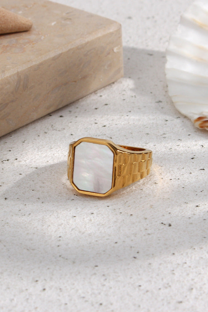 White Mother-of-Pearl Watch Ring