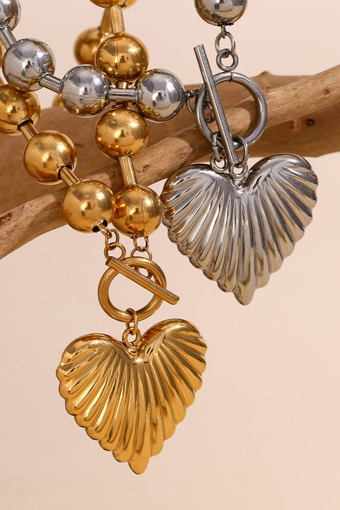 Shell love heart OT clasp necklace