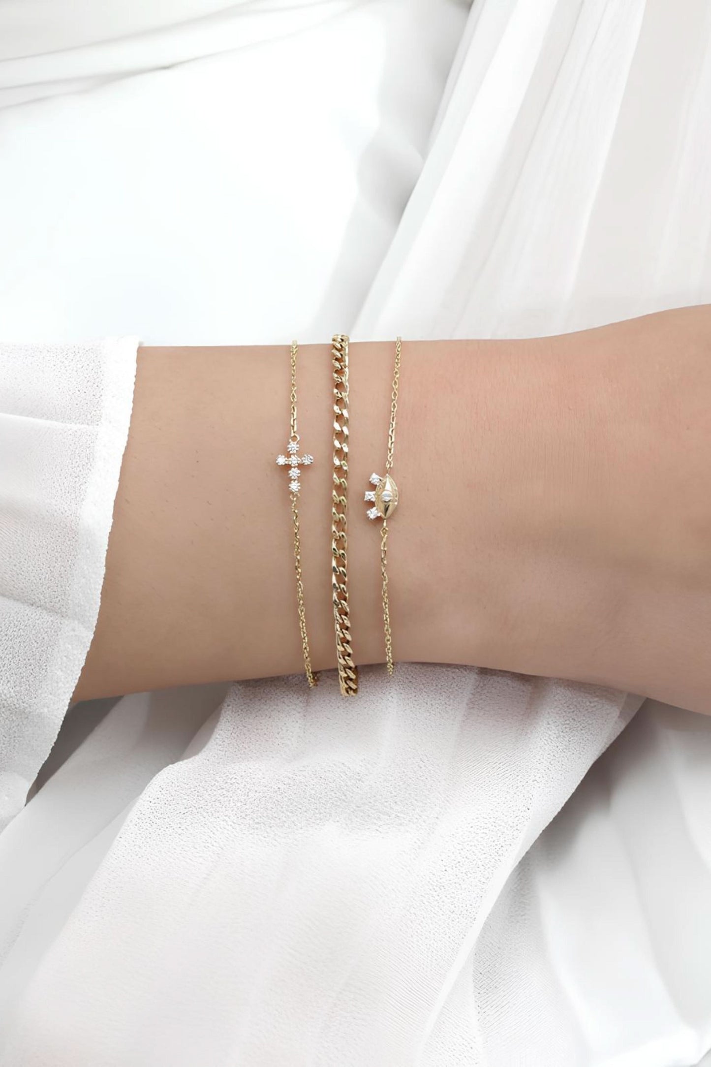 Small Diamond Cross Bracelet