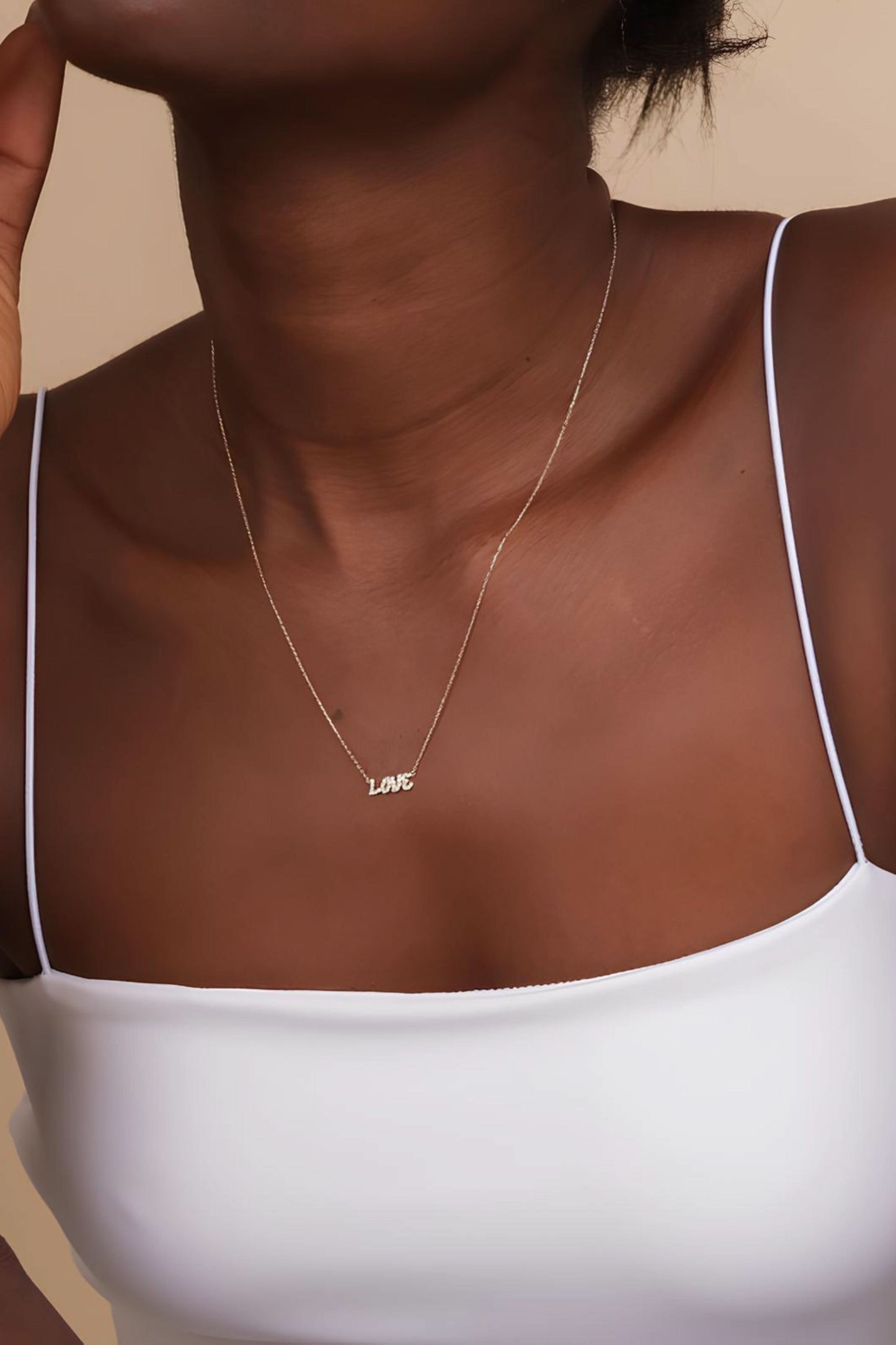 Small Diamond Name Love Necklace