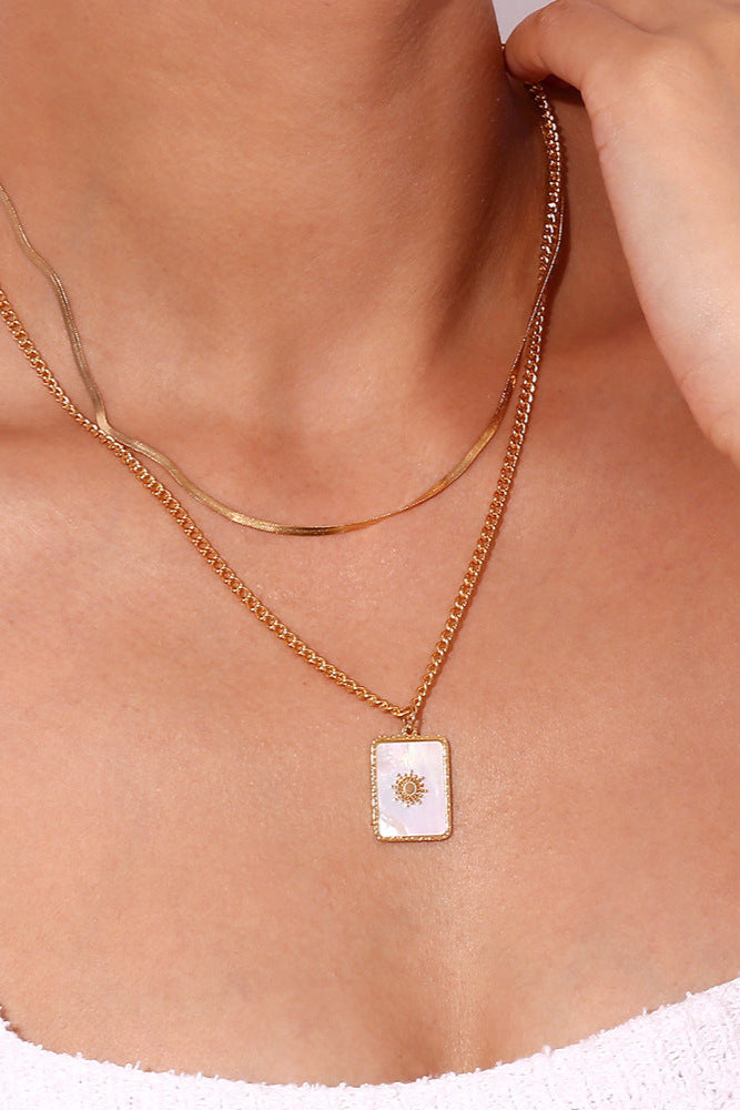 Square Shell Sun Necklace