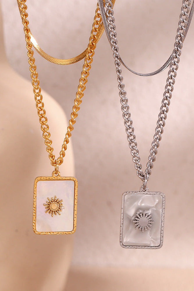Square Shell Sun Necklace