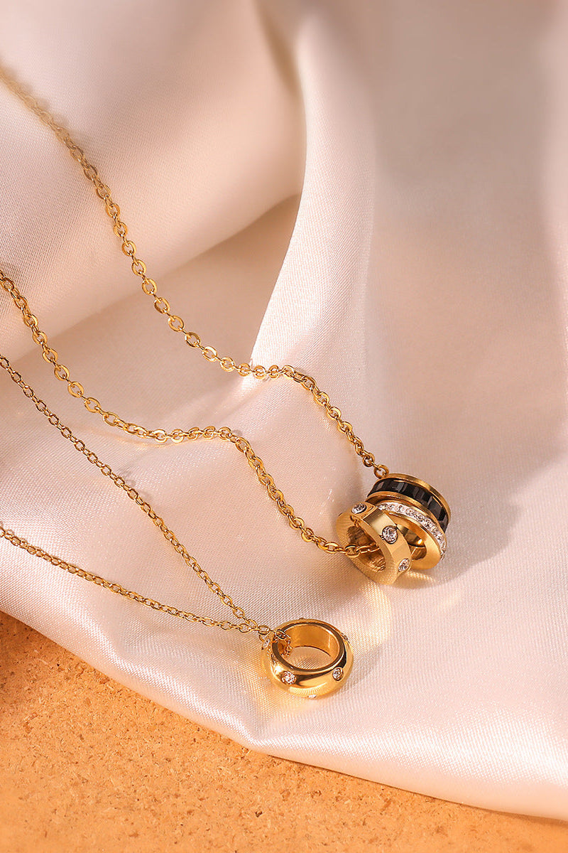 Stacking Hoop Diamond Pendant Necklace