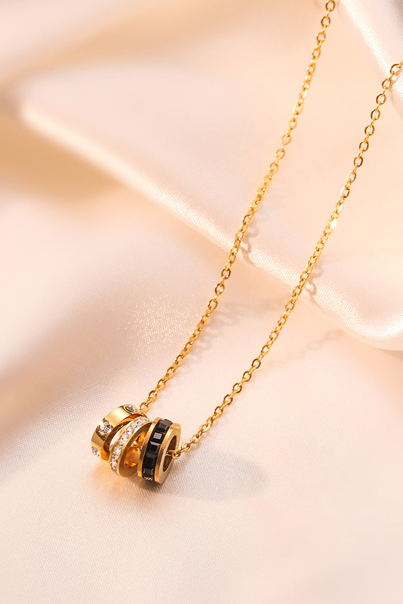 Stacking Hoop Diamond Pendant Necklace