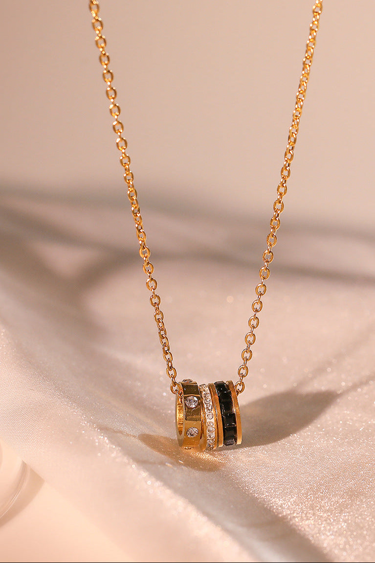 Stacking Hoop Diamond Pendant Necklace