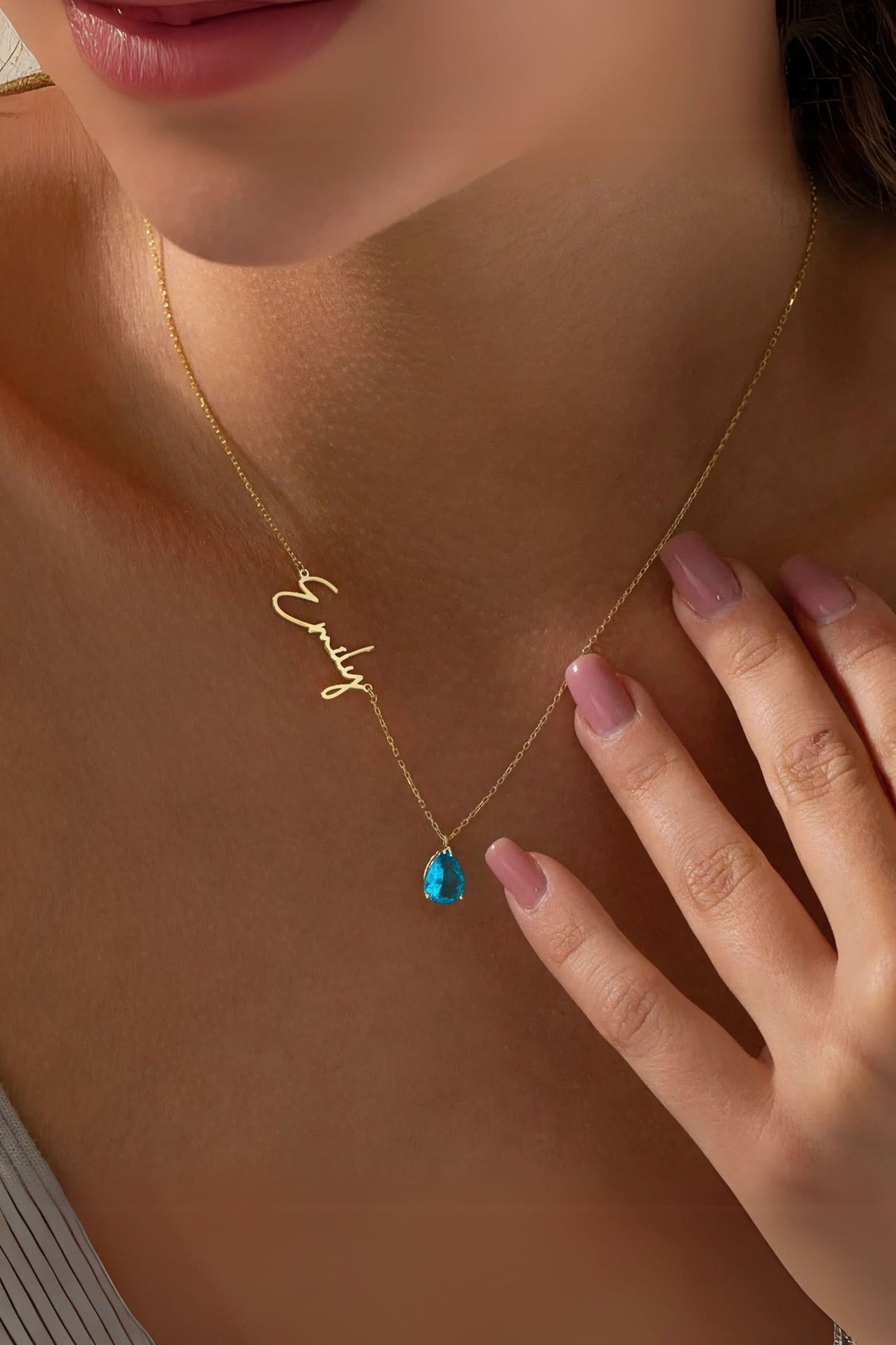 Teardrop Birthstone Necklace