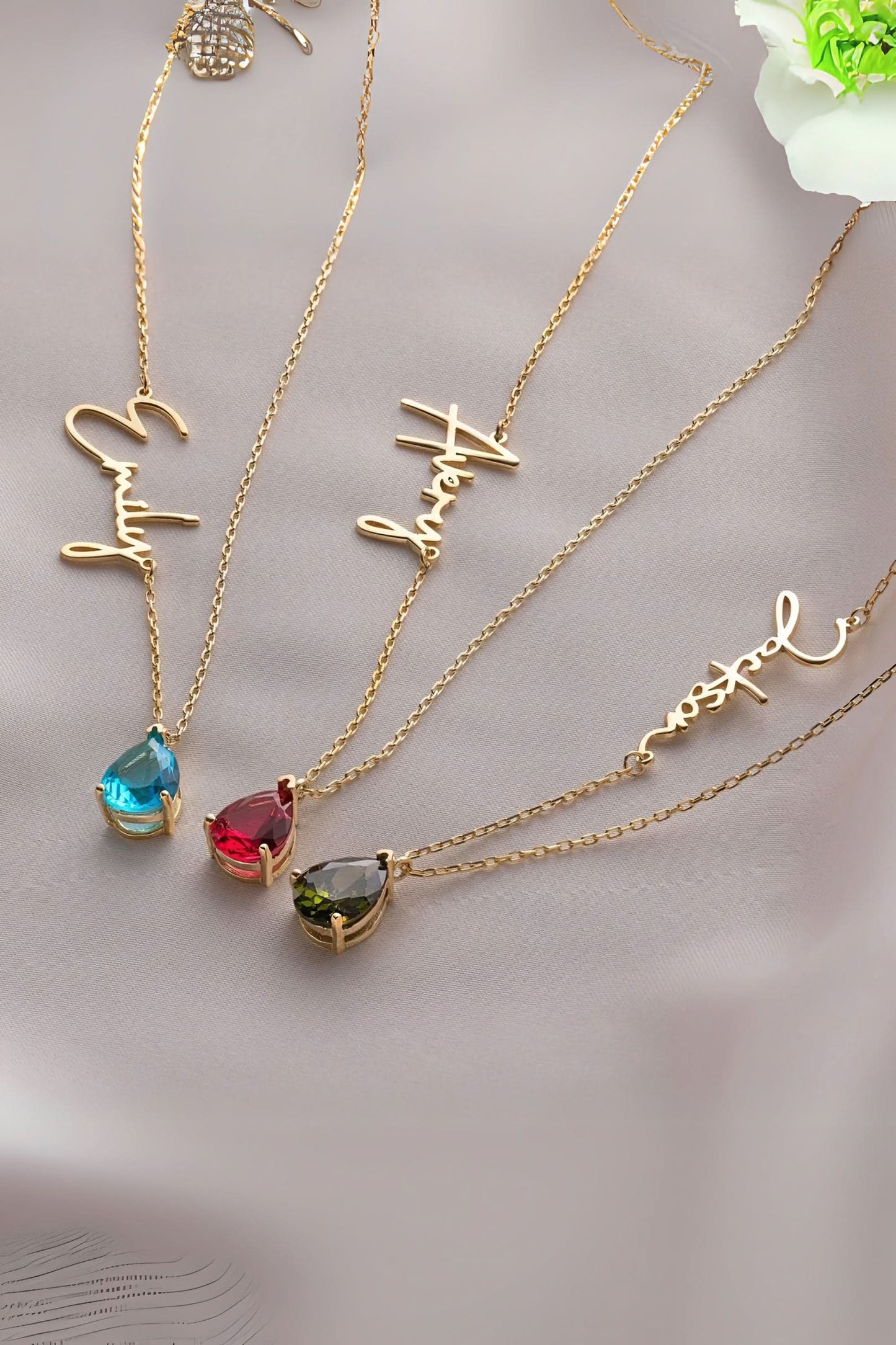 Teardrop Birthstone Necklace