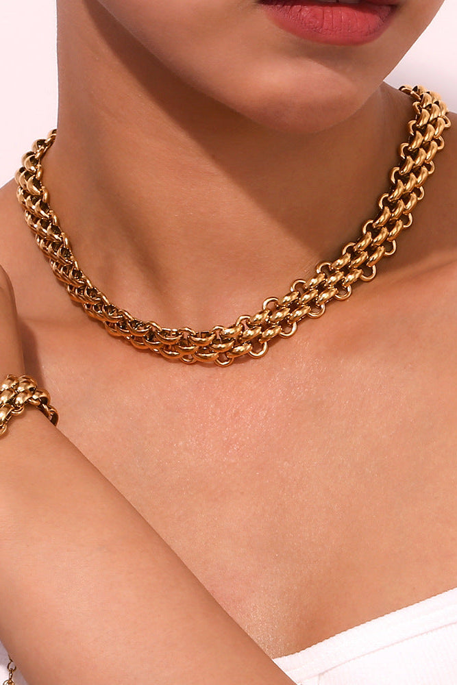 Three-layer braided chain necklace