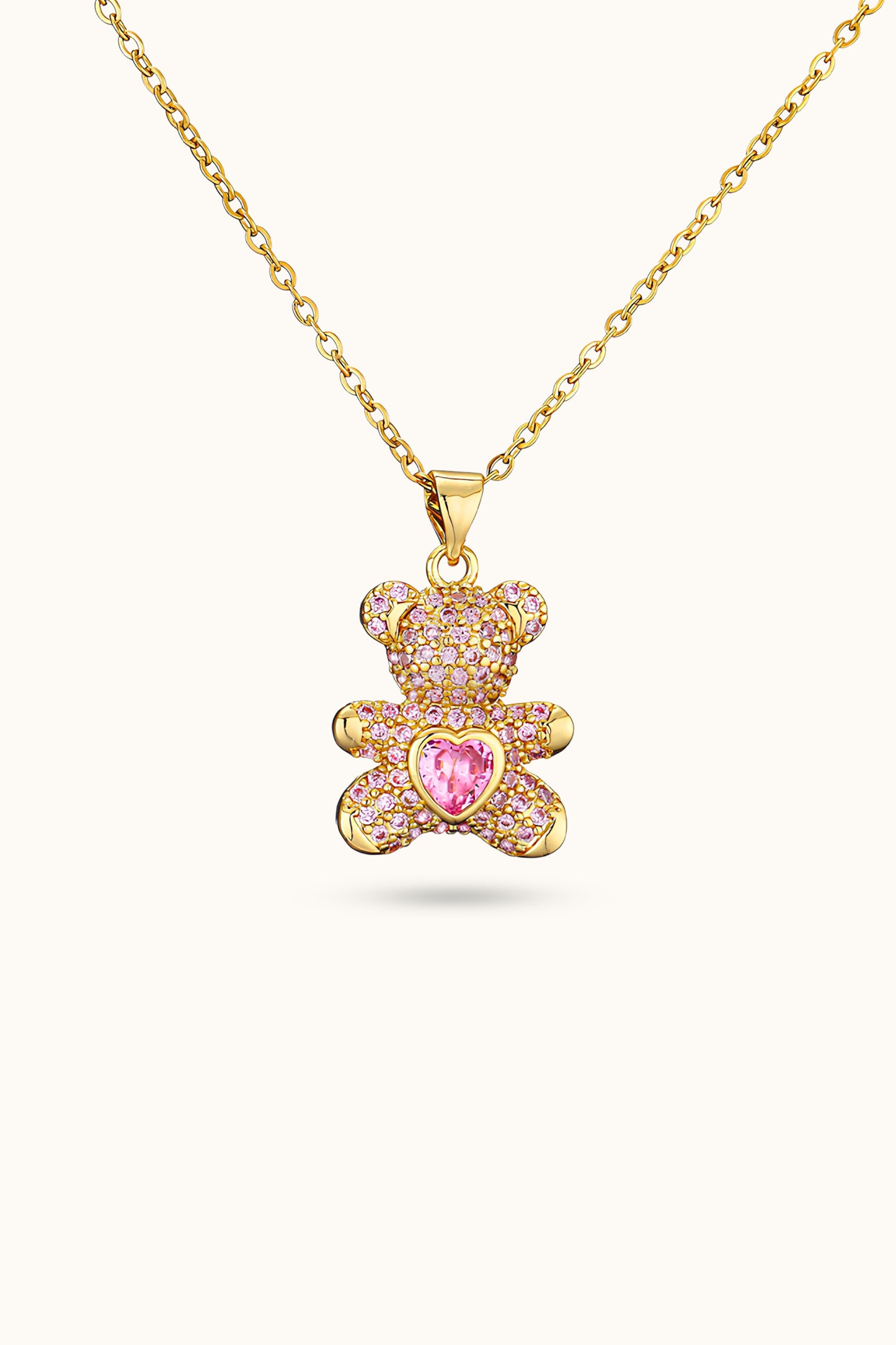 Turquoise Love Heart Teddy Bear Pendant Necklace