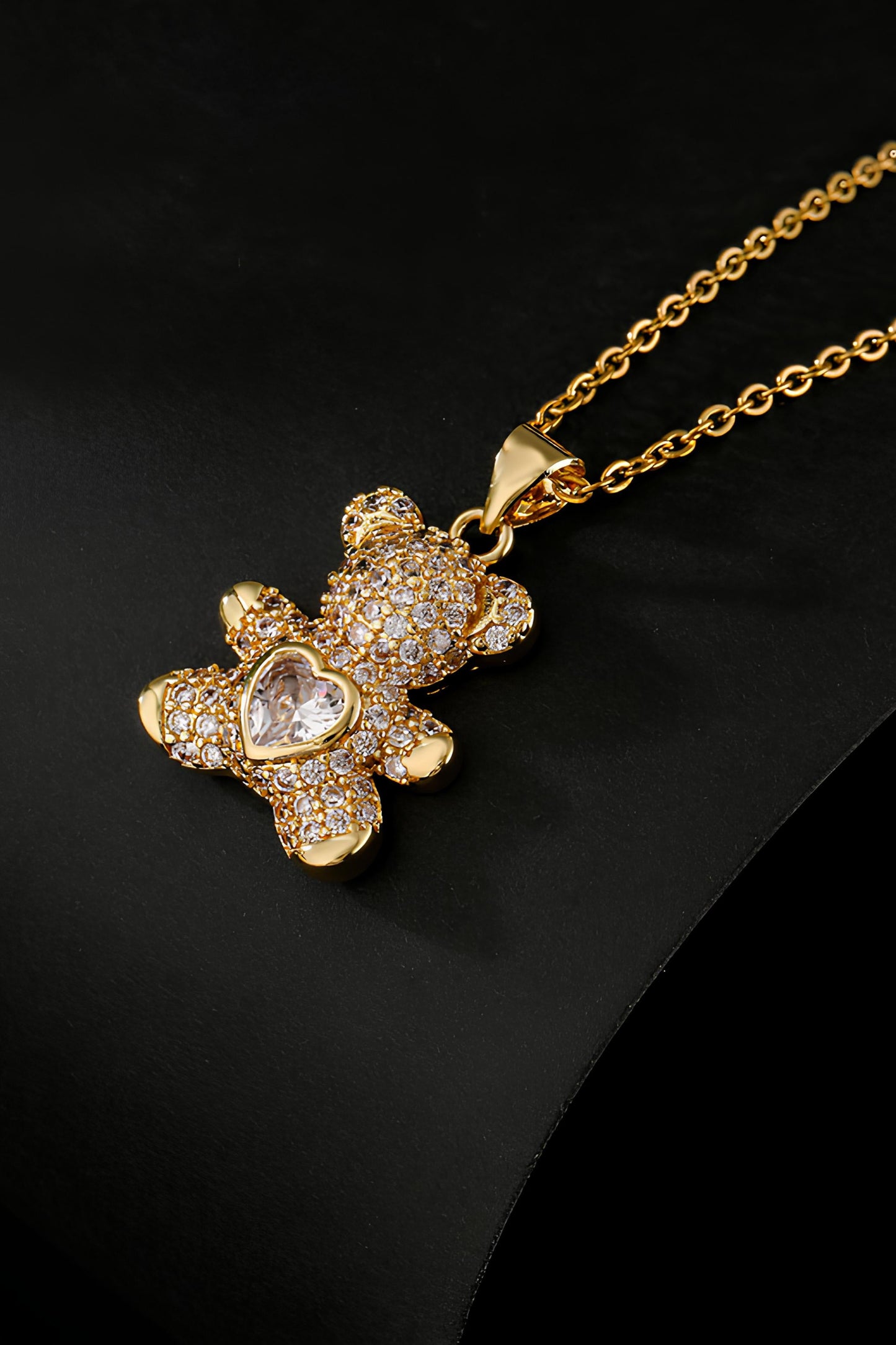 Turquoise Love Heart Teddy Bear Pendant Necklace