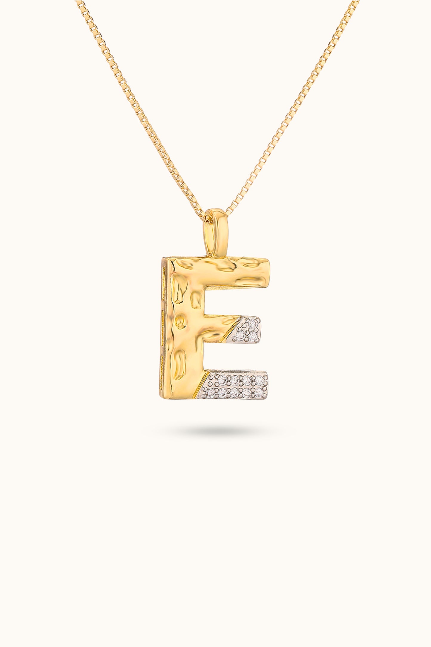 Two-tone diamond and gold Initial Name necklace