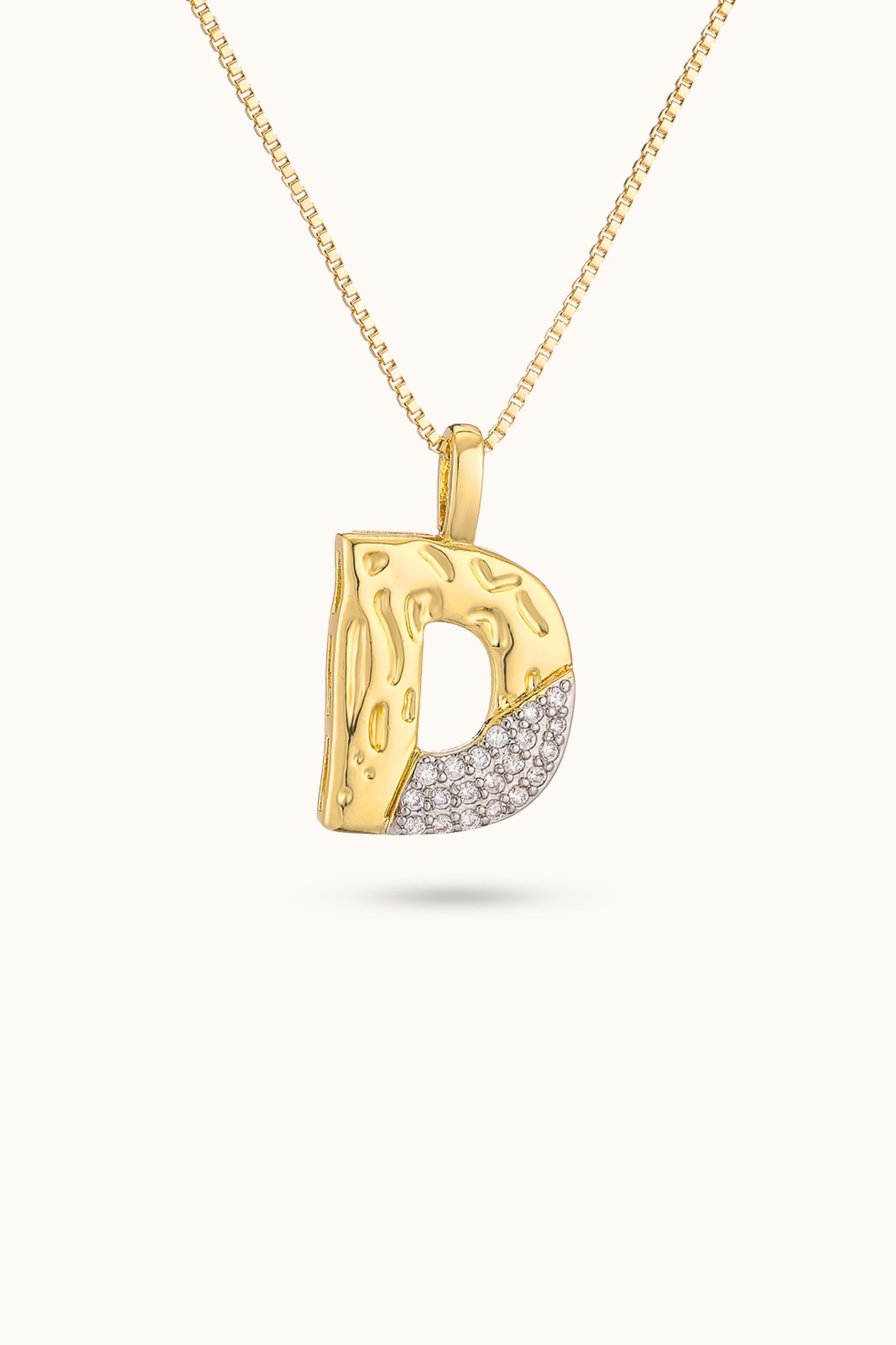 Two-tone diamond and gold Initial Name necklace