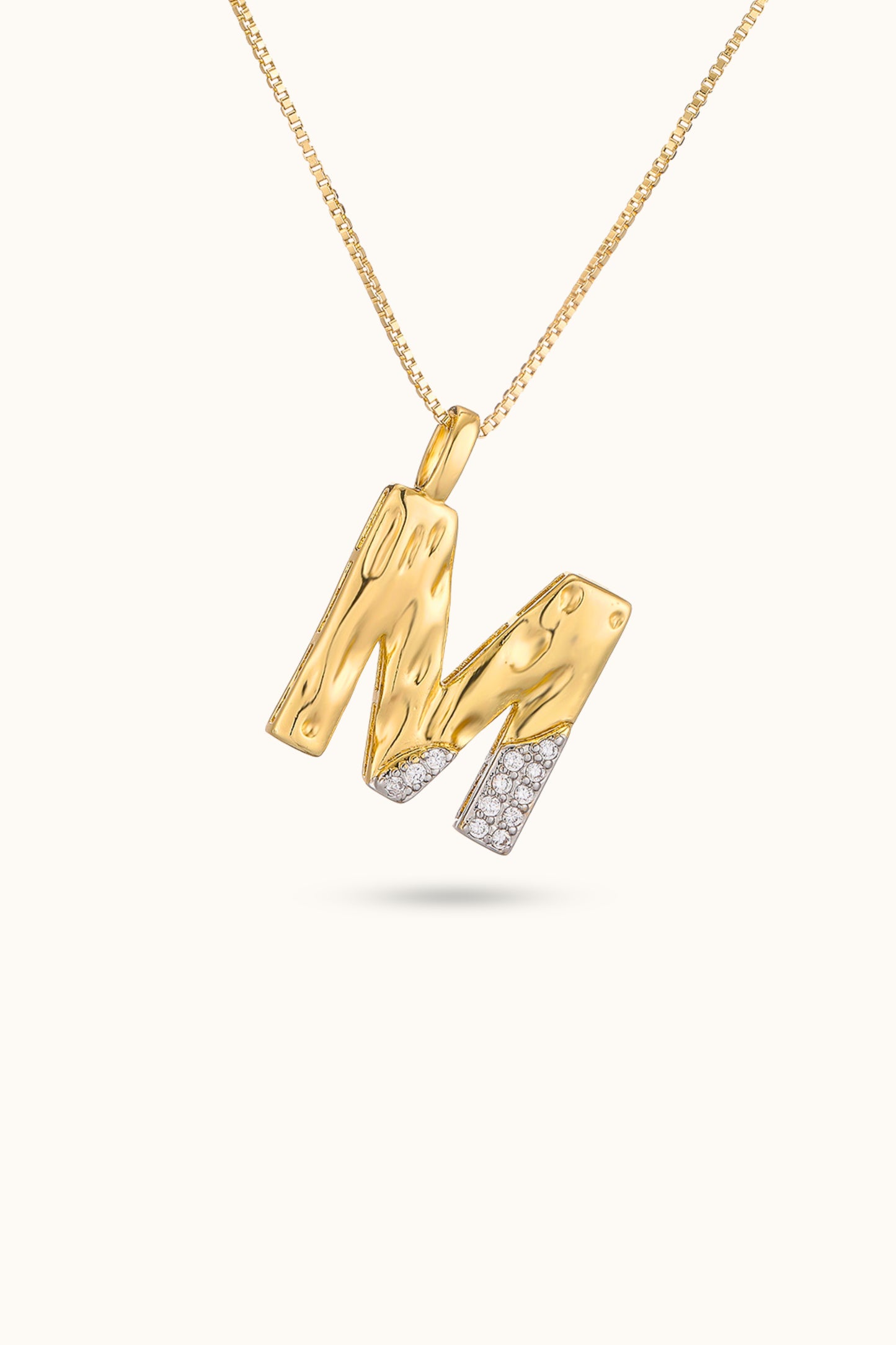 Two-tone diamond and gold Initial Name necklace