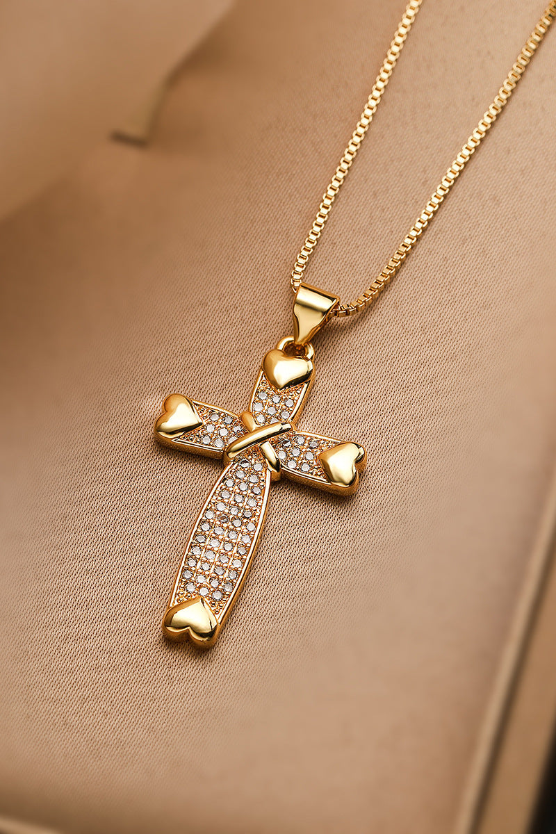 Vintage Cross Diamond Pendant Necklace