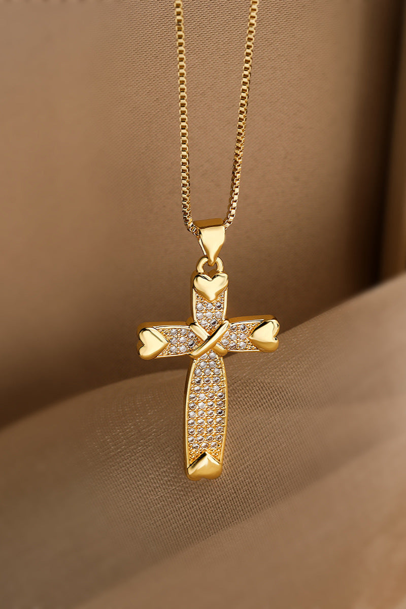 Vintage Cross Diamond Pendant Necklace