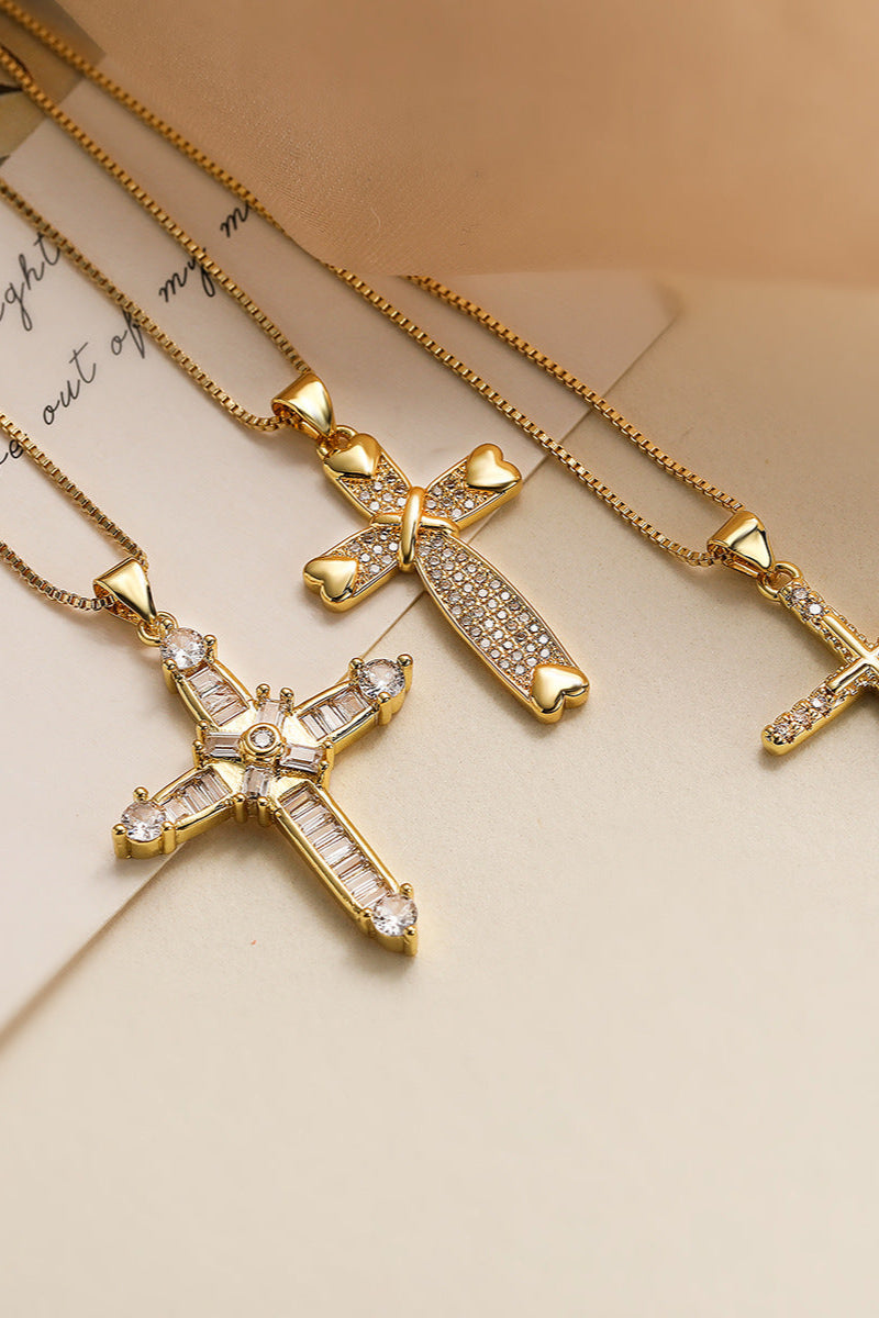 Vintage Cross Diamond Pendant Necklace