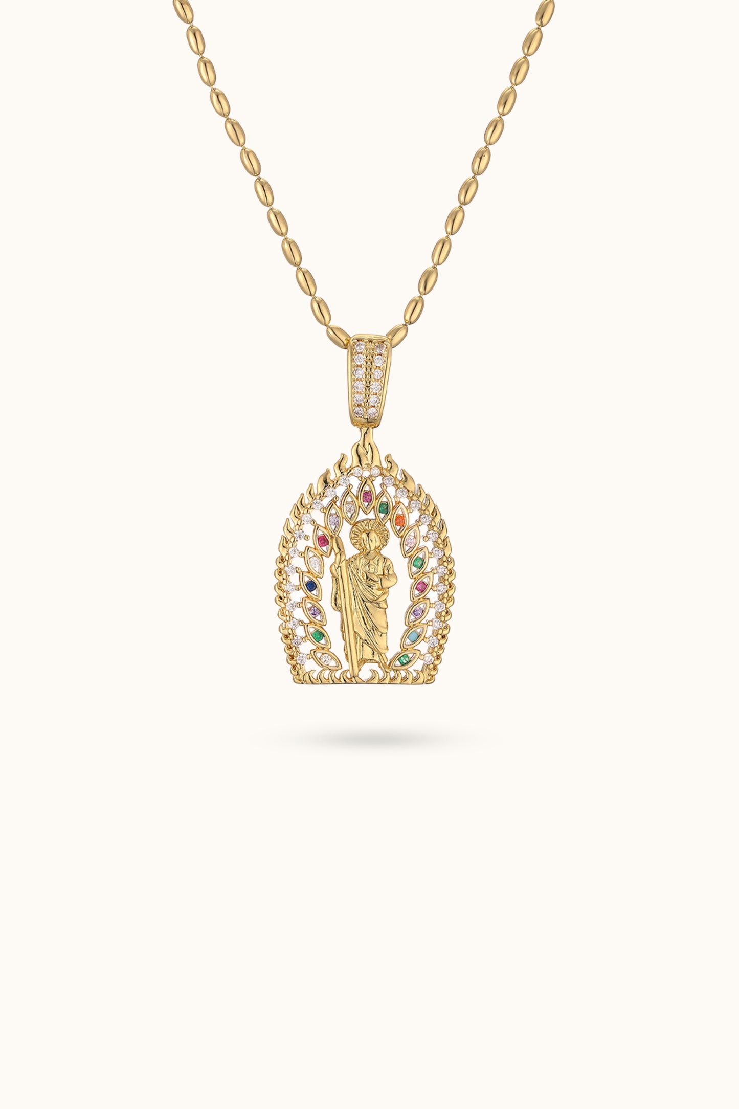 Virgin Mary Pendant Rays Necklace
