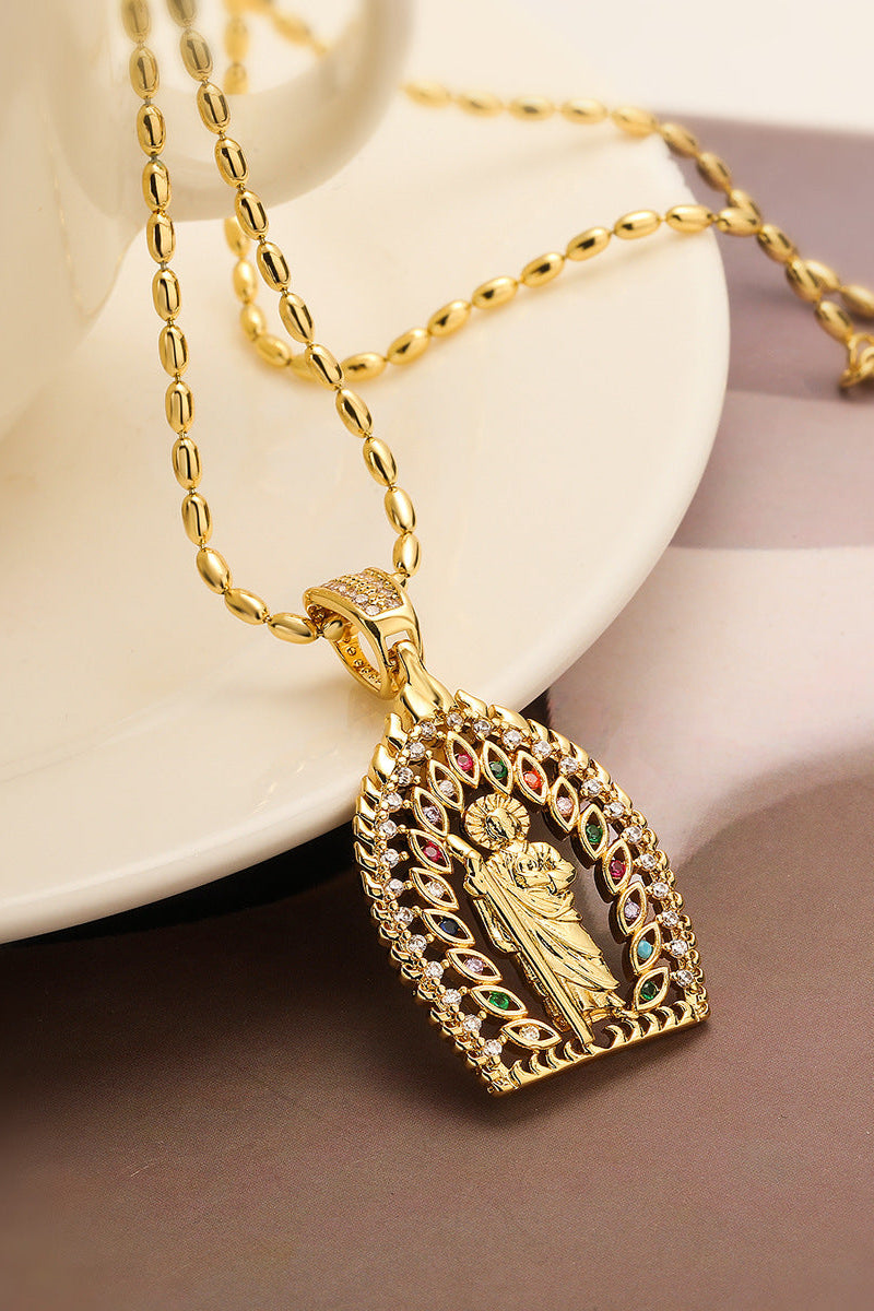 Virgin Mary Pendant Rays Necklace