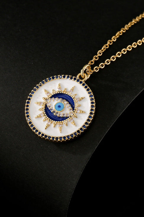 White Plate All-Seeing Eye Pendant Necklace