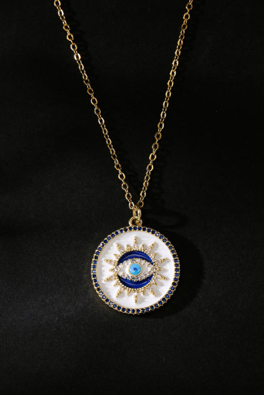 White Plate All-Seeing Eye Pendant Necklace