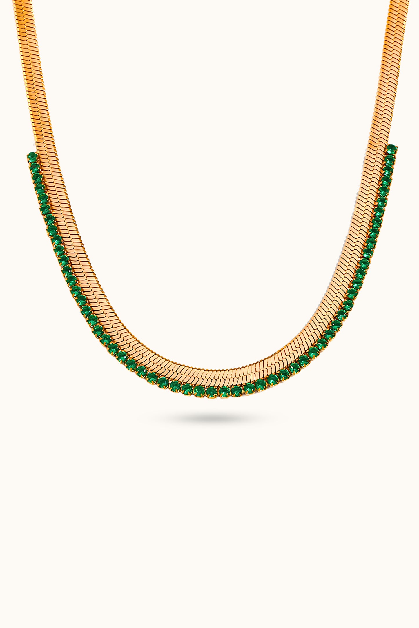 Zircon fishbone pattern spliced necklace