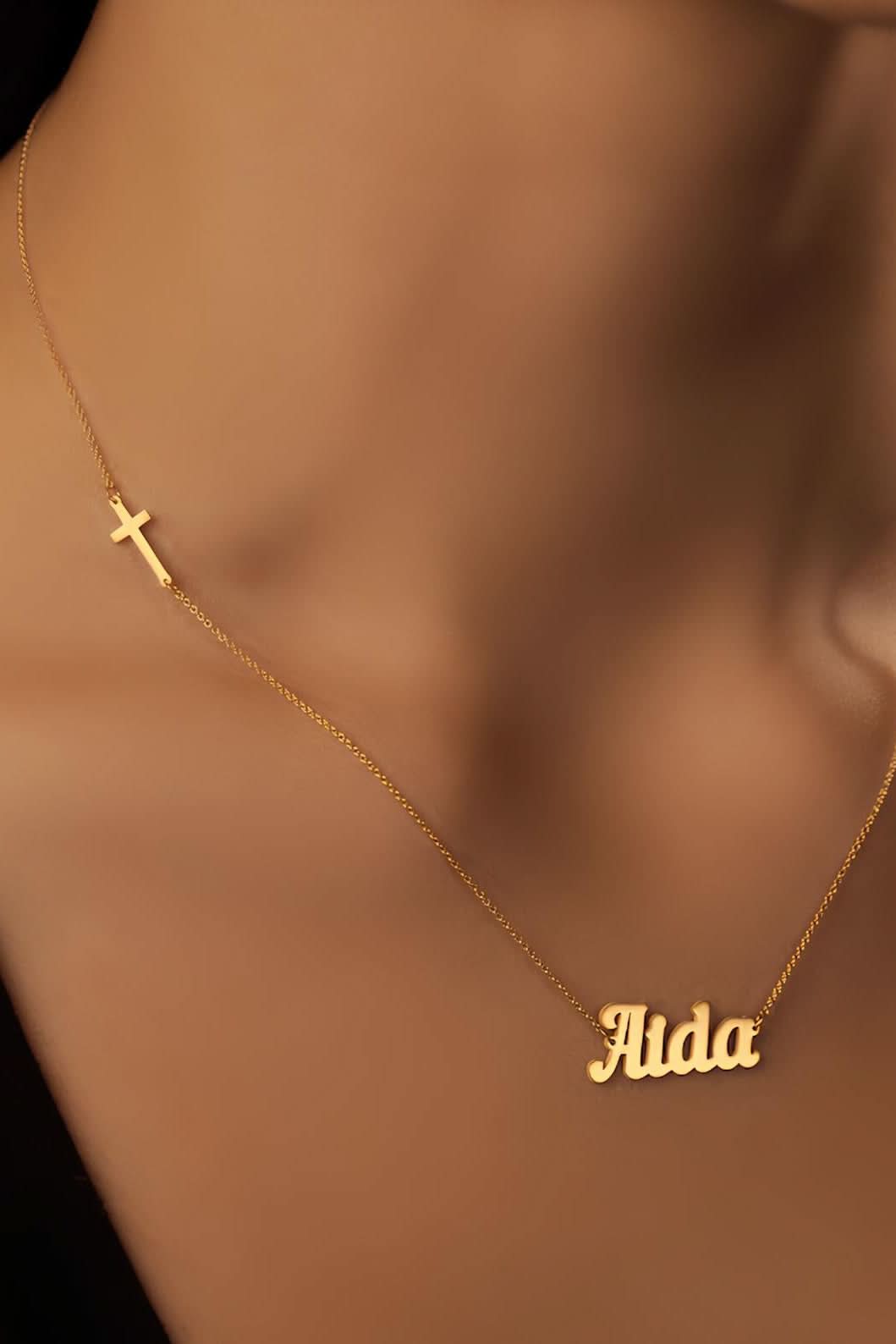 Cross & Custom Name Necklace