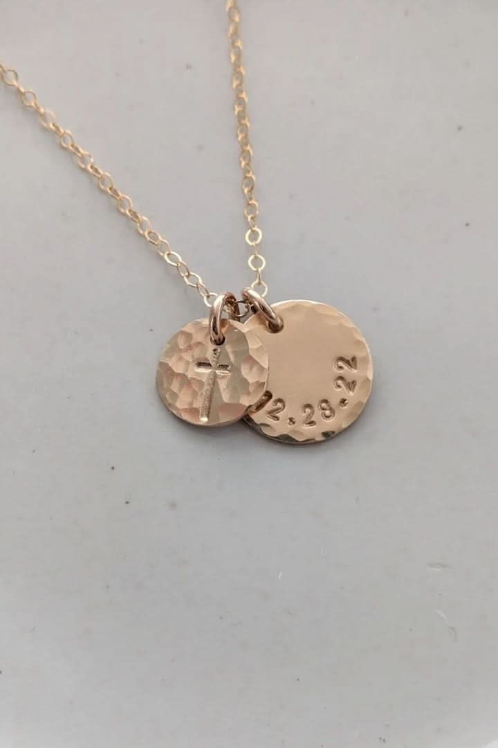 Cross on Coin with Birthday Necklace