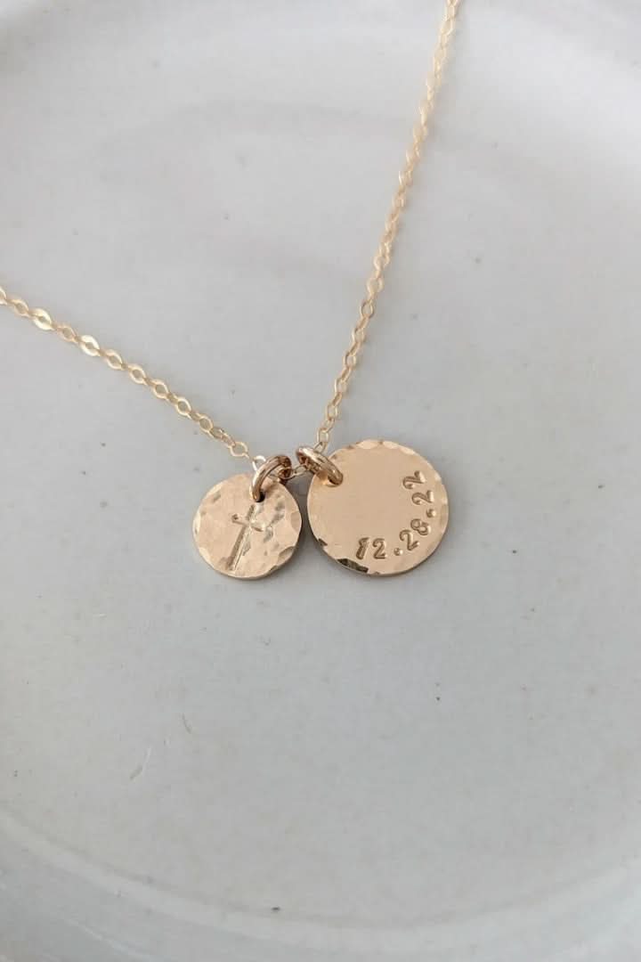 Cross on Coin with Birthday Necklace