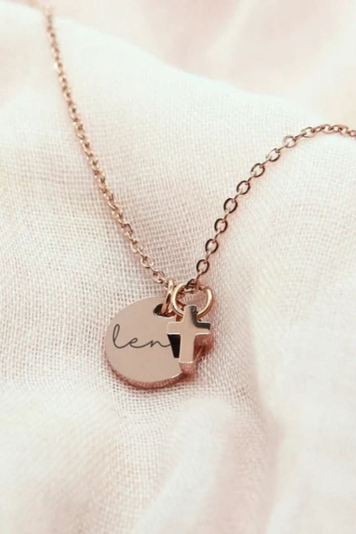 Cute Cross Name Necklace