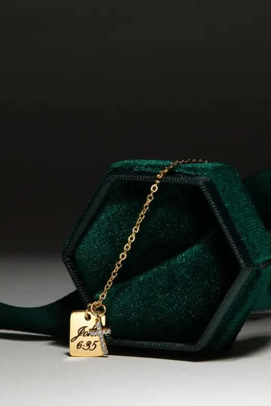 Diamond Cross with Date Name Necklace