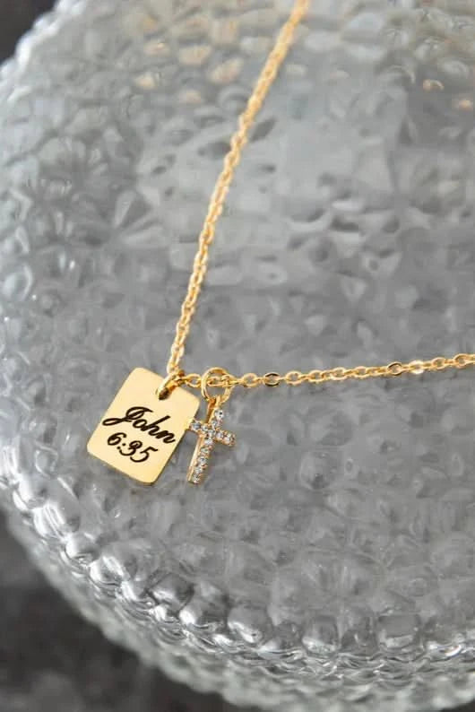 Diamond Cross with Date Name Necklace