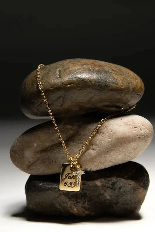 Diamond Cross with Date Name Necklace