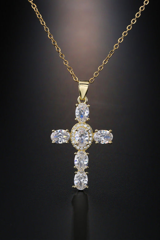 Gemstone Cross Pendant Necklace