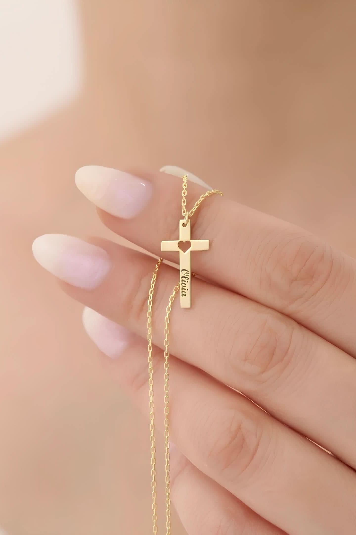Heart Shape Cross Necklace