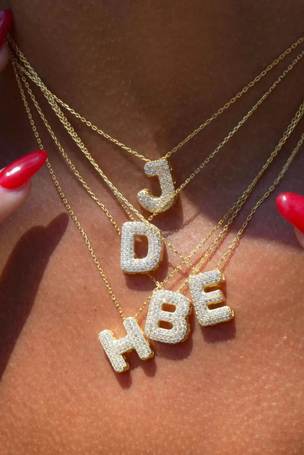 Diamond Bubble Letter Necklace