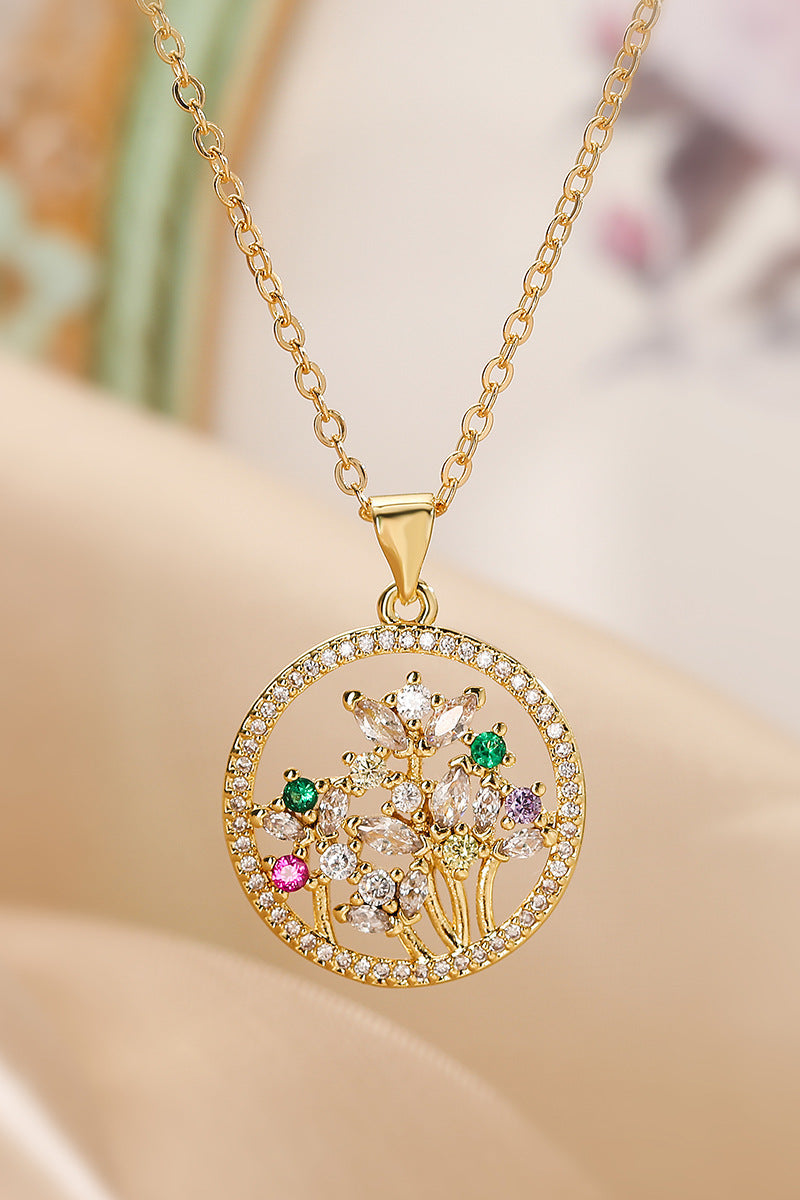 Kabbalah Tree Colored Diamond Pendant Necklace