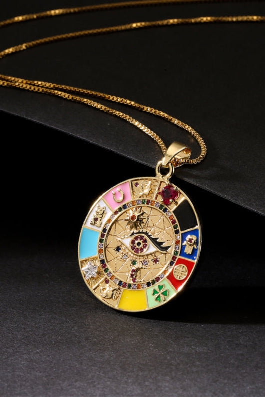 Round Disc All-Seeing Eye Pendant Necklace