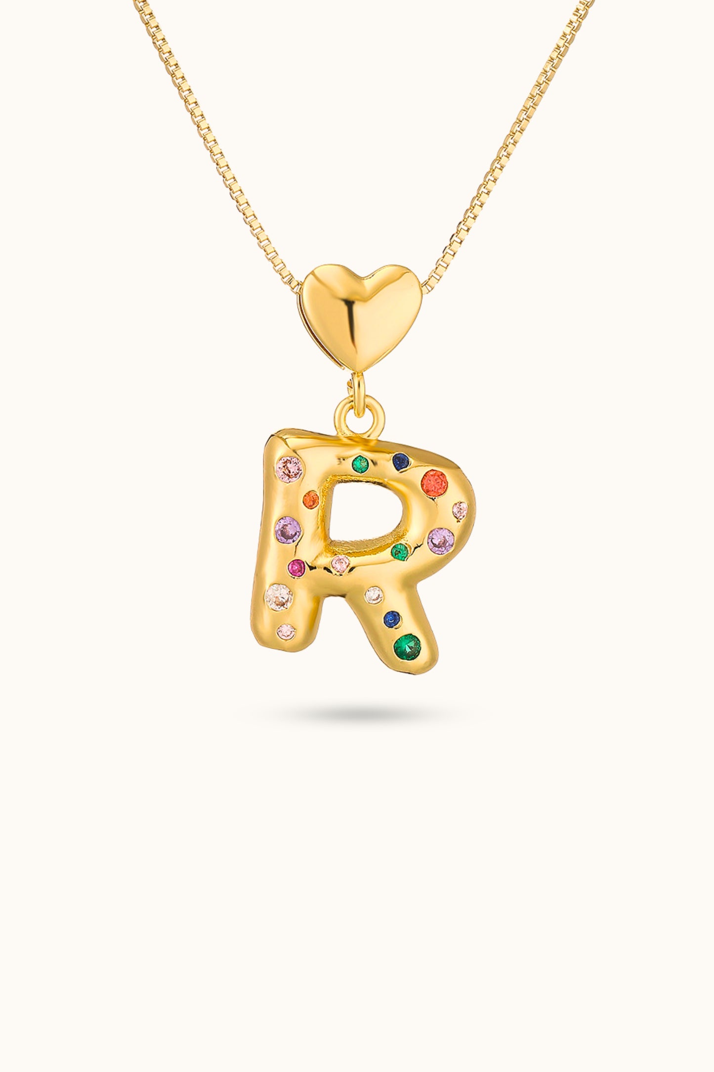 Initial Name Love Heart Stippling Pendant Necklace