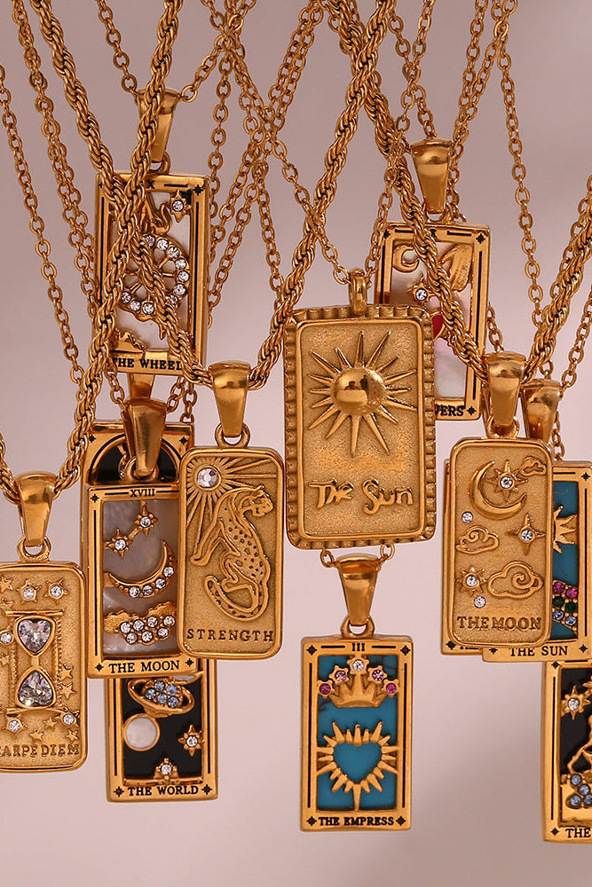 Vintage Tarot Card Diamond Necklace