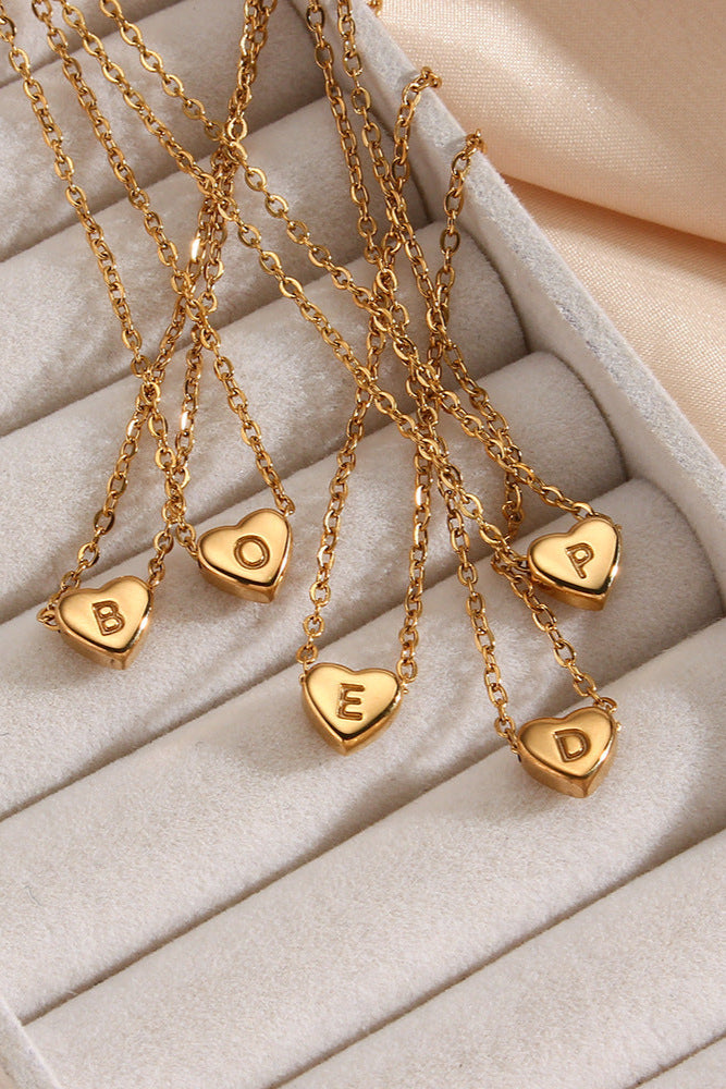 Heart Shape Initial Name Necklace A