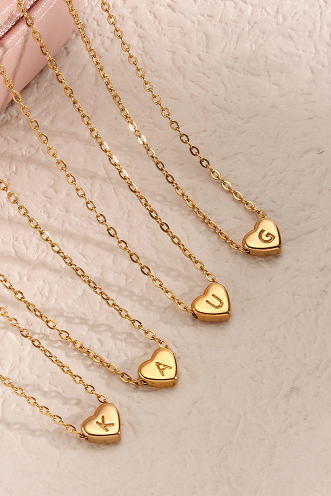 Heart Shape Initial Name Necklace A