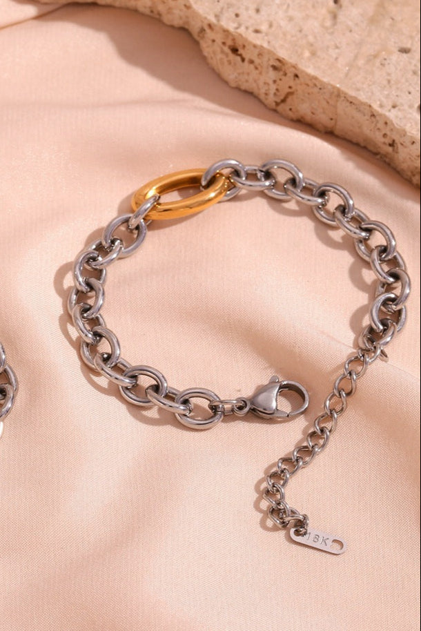 O-shaped Chain and Paperclip Clasp Spliced Bracelet